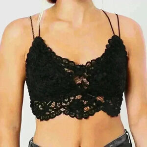 Free People Celine Velvet Bralette Black Size XS